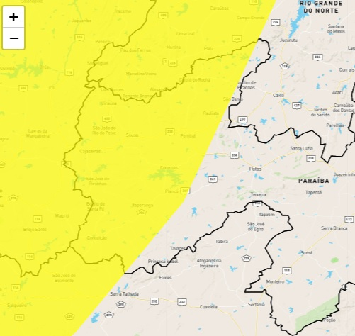 Inmet emite alerta de chuvas intensas para 64 municípios do Sertão