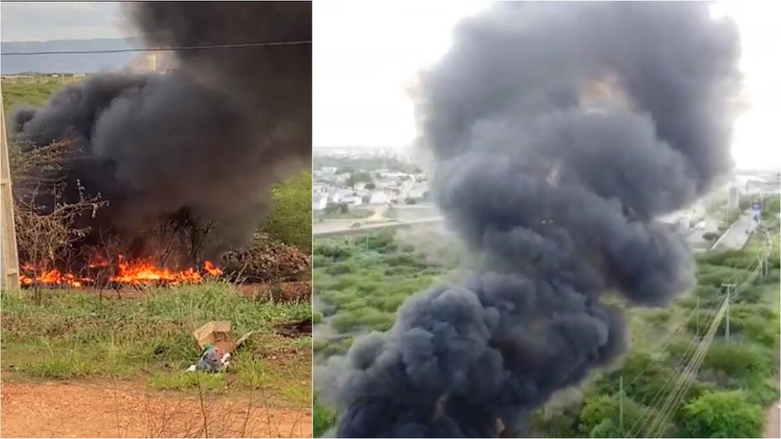 Fogo ateado em pneus provocou fumaça preta que chamou a atenção na tarde desta quarta-feira (01), em Patos. Veja vídeo