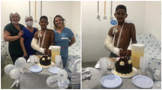 Jovem comemora aniversário ao lado de profissionais do Complexo Hospitalar de Patos