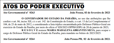 João Azevêdo nomeia sertaneja Madalena Abrantes para o cargo de Defensora Pública-geral do Estado