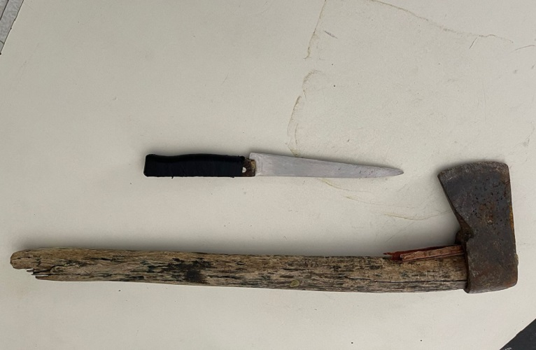 Em Pombal, homem é preso por violência doméstica e polícia apreende faca peixeira e machado