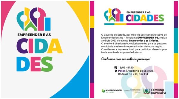 EMPREENDER e as Cidades começa nessa segunda-feira (13) pelo município de Patos