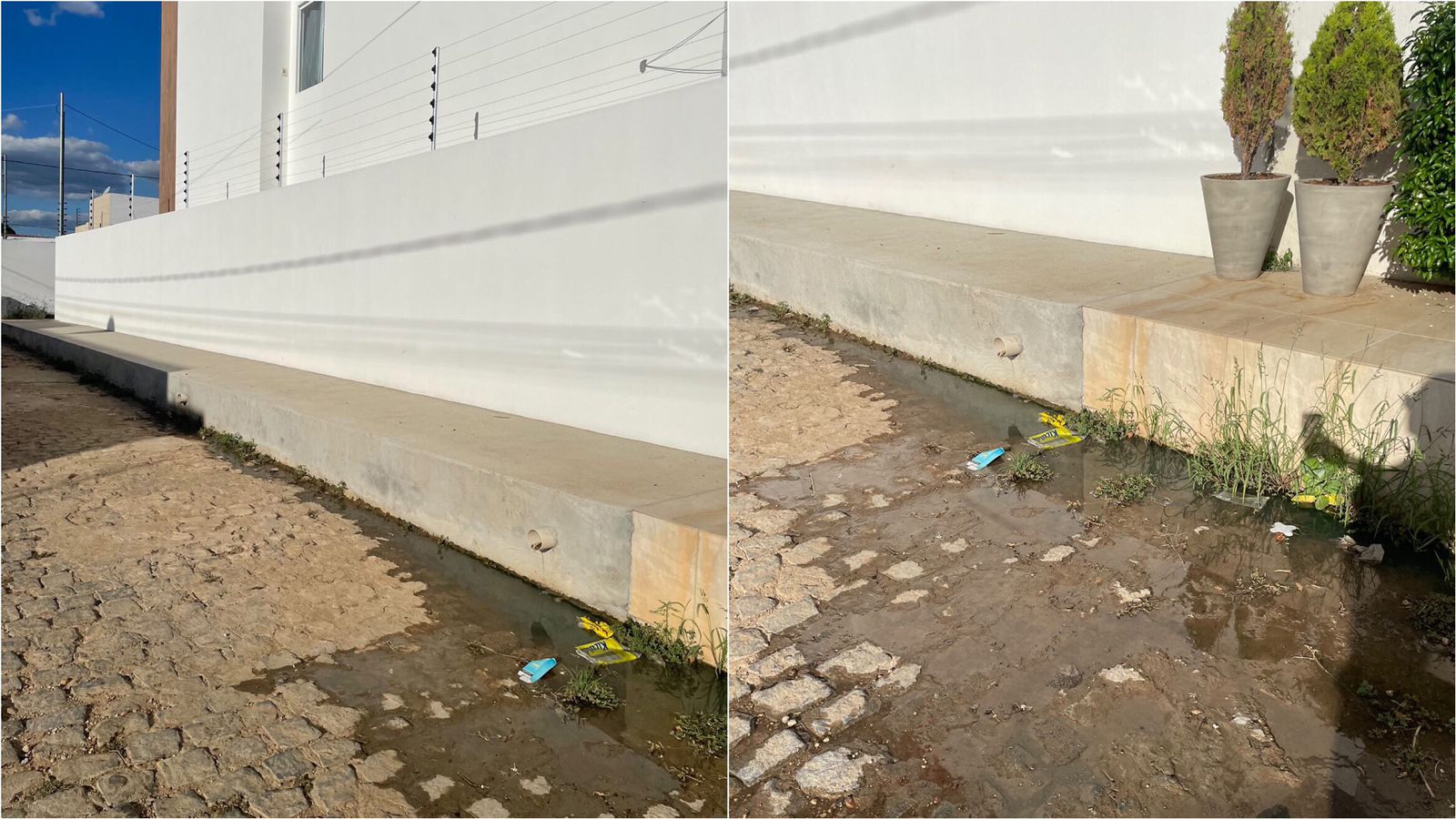 Moradora da Rua Apolônio Gonçalves, no bairro da Maternidade, denuncia que esgoto de residência está sendo despejado em plena via pública; prefeitura diz que irá fiscalizar