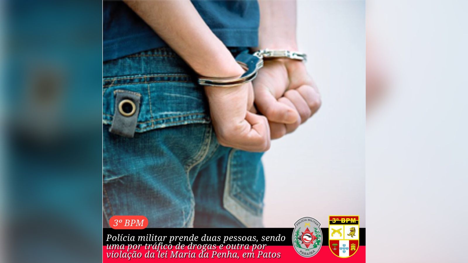 Polícia Militar prende duas pessoas, sendo uma por tráfico de drogas e outra por violação da Lei Maria da Penha, em Patos