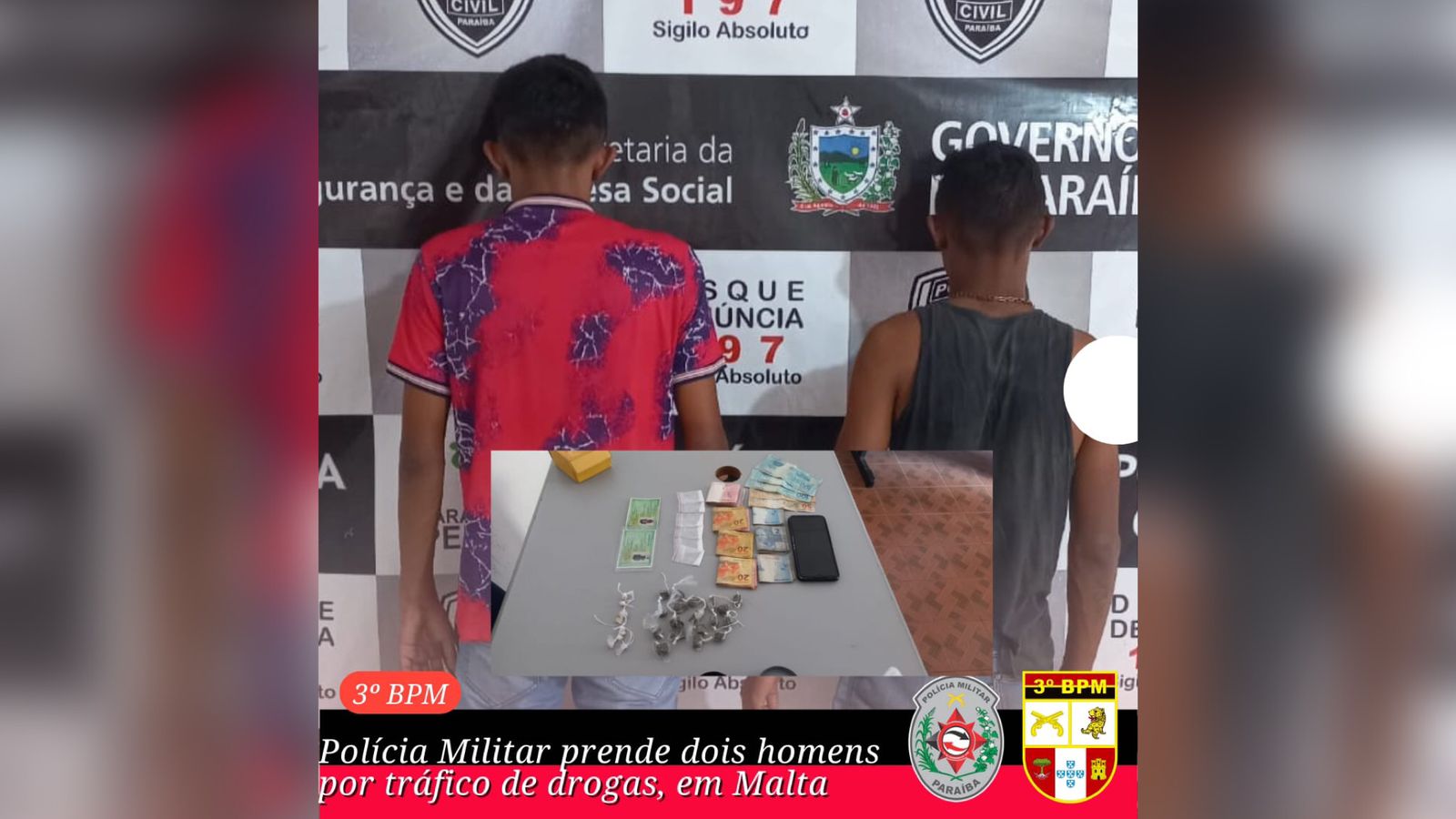 Polícia Militar prende dois jovens por tráfico de drogas em Malta