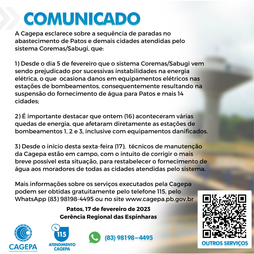 Moradores de Café do Vento em Passagem-PB, dizem que estão sem água há um mês. Cagepa se pronuncia. Veja 