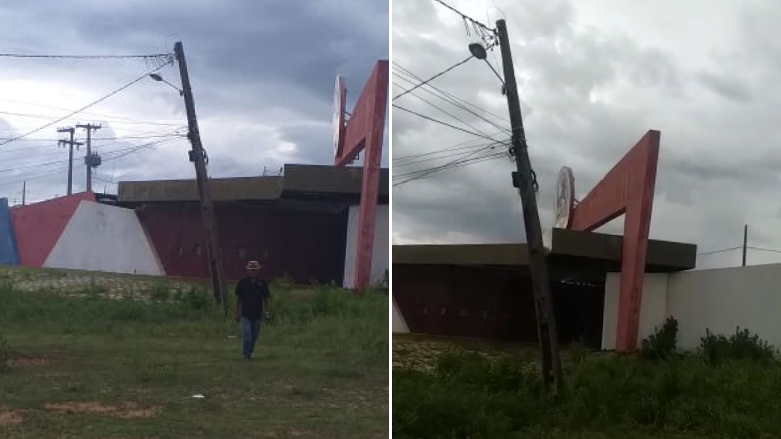 Morador do bairro Jardim Magnólia, em Patos, alerta para poste preste a cair em frente ao antigo Planeta Forró. VÍDEO