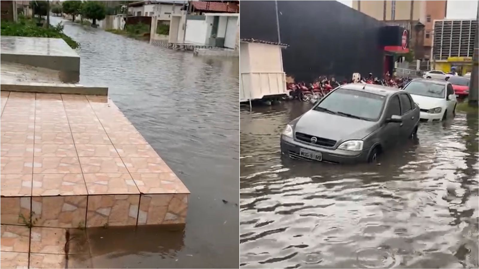 Ruas de Patos viram rios após chuva na tarde desta quarta-feira (22). Veja vídeo