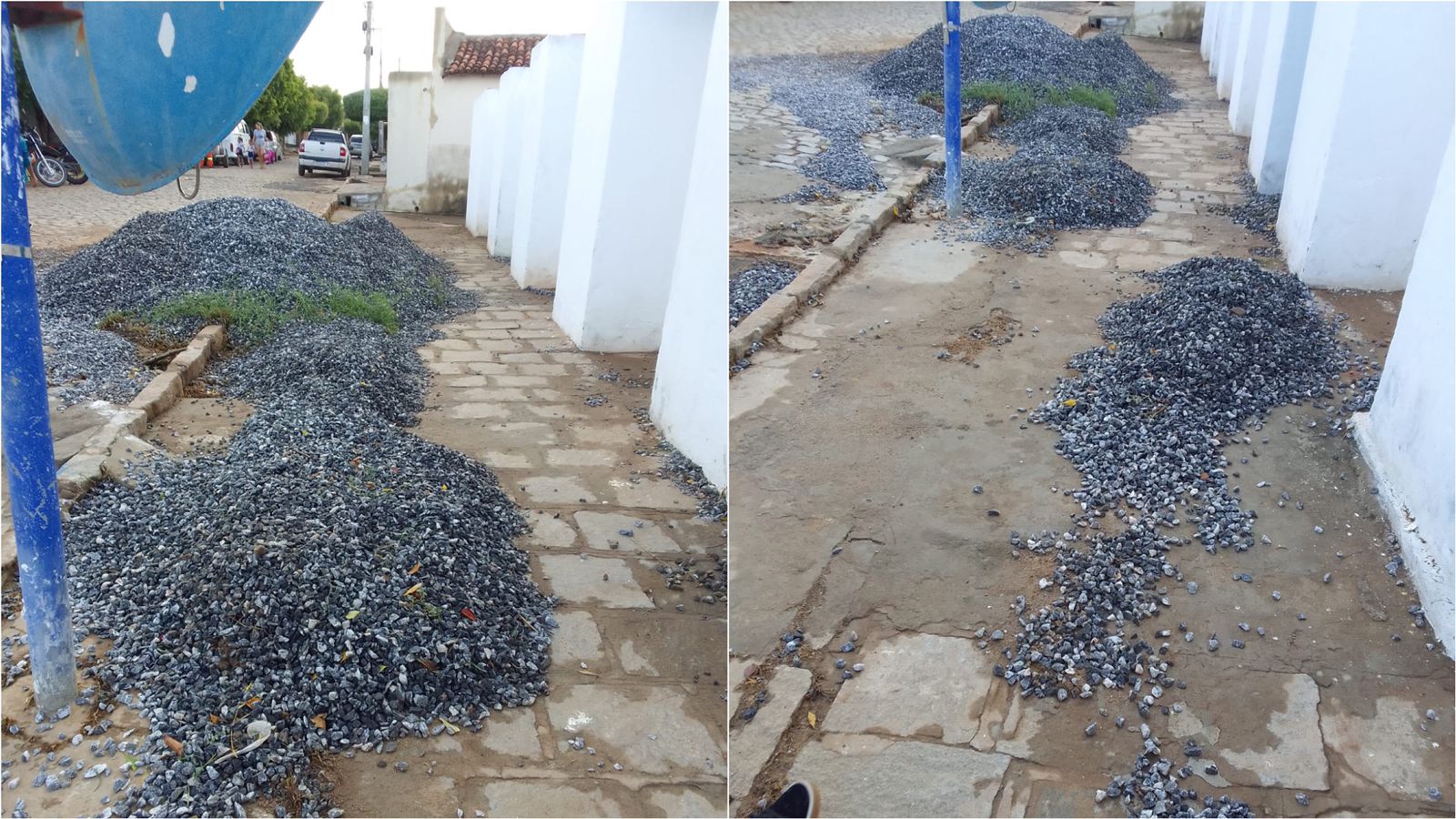 Moradora do bairro do Salgadinho cobra remoção de pedras que estão obstruindo passagem de água e causando alagamentos; secretário diz que demanda será atendida