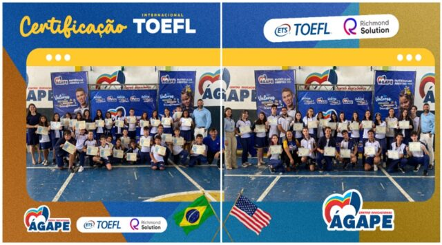 Colégio Ágape comemora entrega de certificados TOEFL