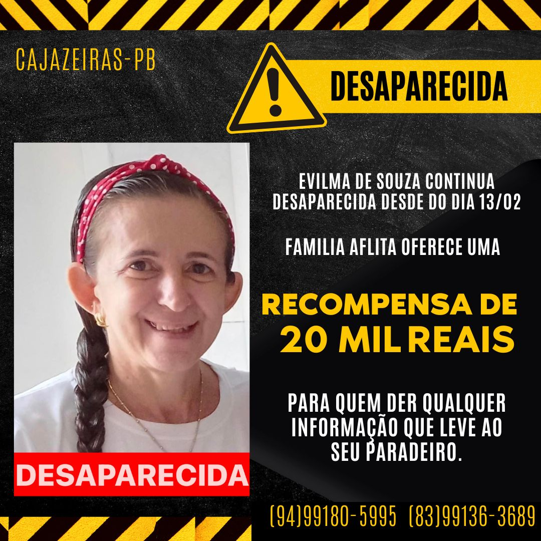 Família de Cajazeiras oferece recompensa de R$ 20 mil para quem localizar mulher que está desaparecida. VÍDEO