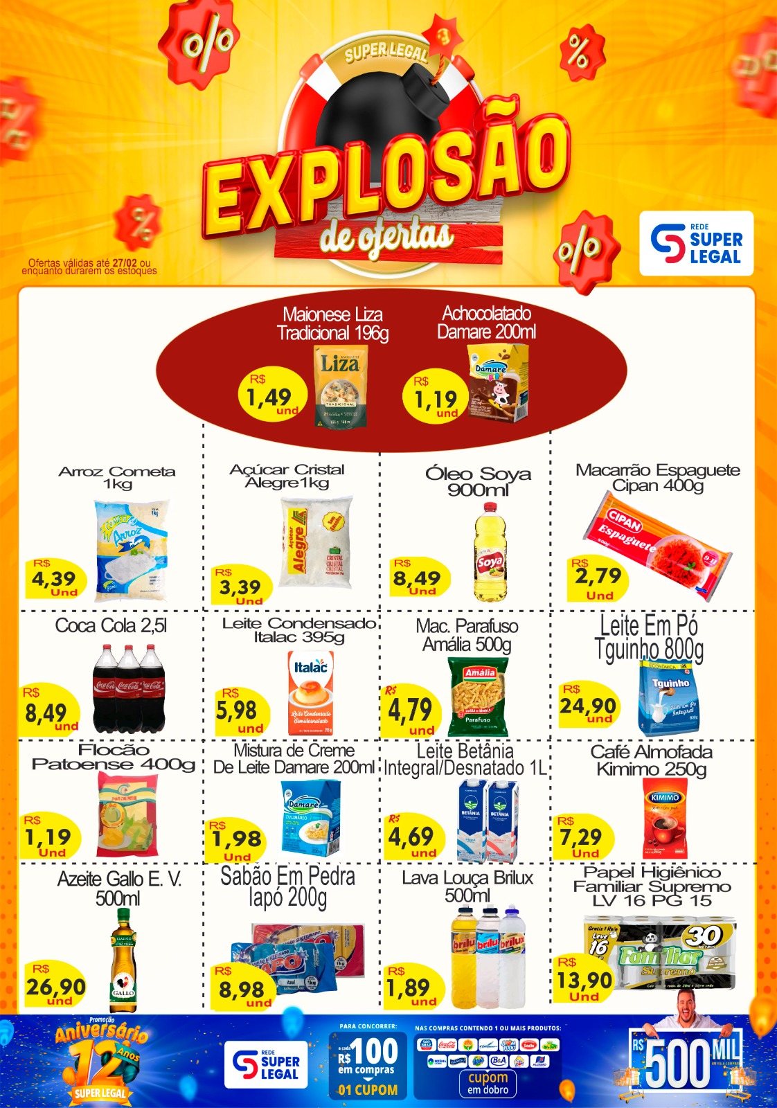 Explosão de Ofertas da Rede Super Legal de supermercados acontece neste domingo (26), em Patos