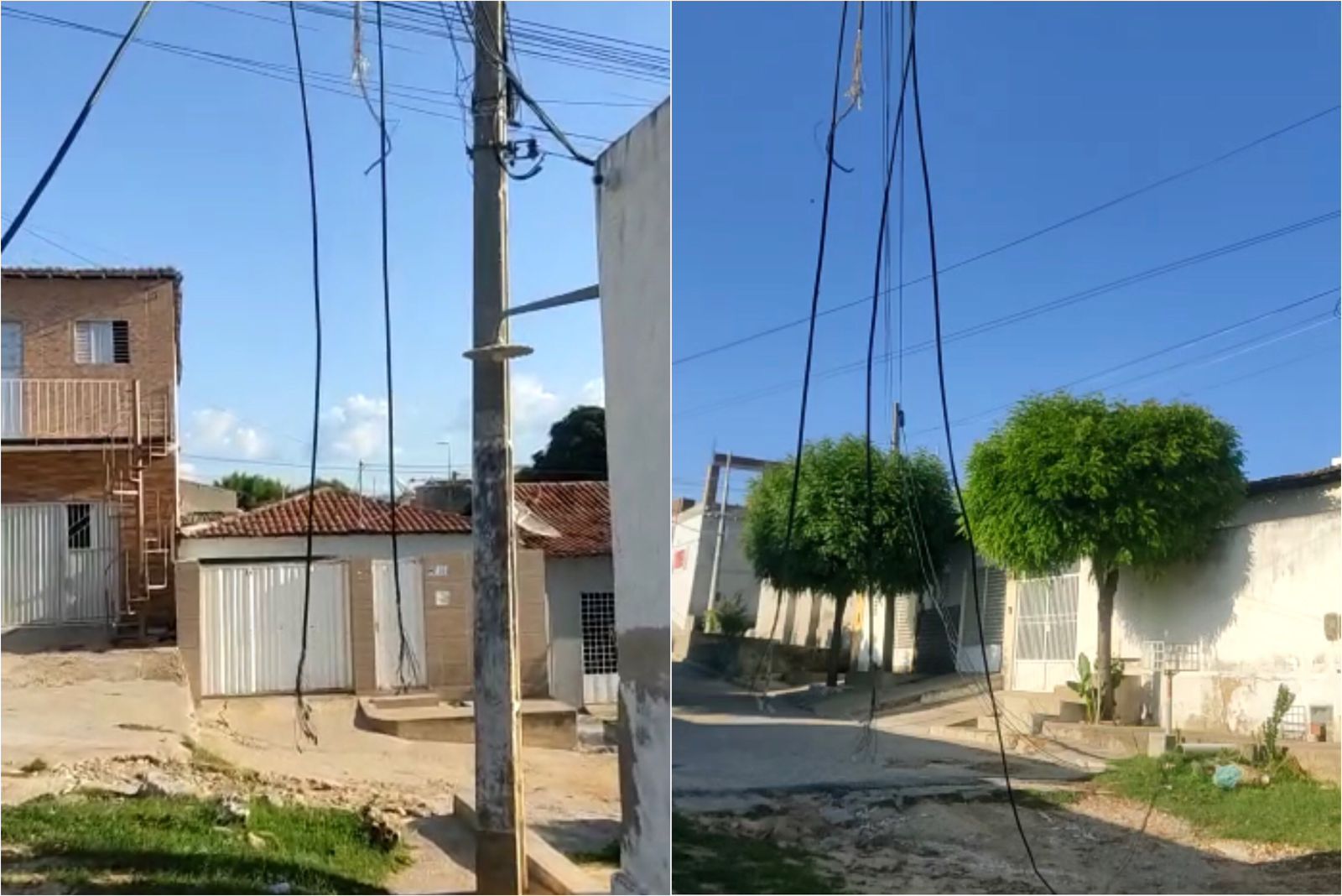 Moradora da Rua Joaquim Dedé, no Bivar Olinto, relata que fios de linha telefônica estão pendurados desde quinta-feira (23) após caminhão rompê-los, e empresa ainda não realizou reparos. VÍDEO