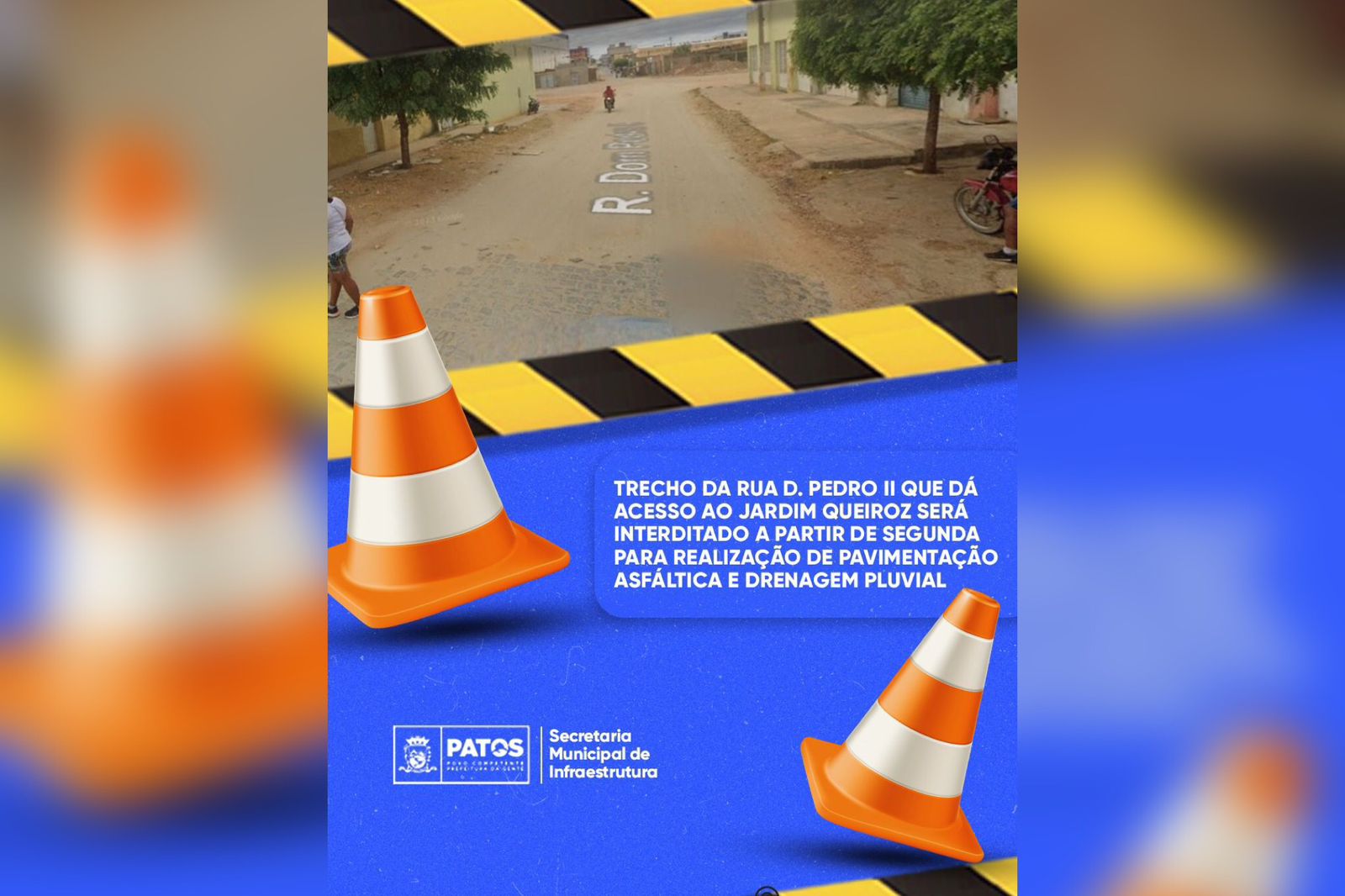 Trecho da Rua D. Pedro II será interditada para realização de pavimentação e drenagem pluvial