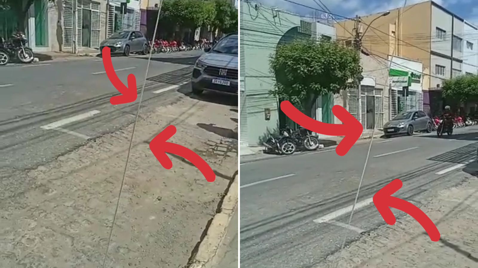 Cidadão faz alerta sobre fio de internet pendurado na Rua Rui Barbosa, no centro de Patos; Veja Vídeo