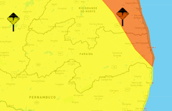Inmet emite alerta de chuvas intensas para todos os municípios da Paraíba