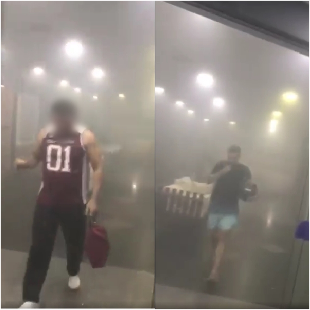 Em meio a muita fumaça, internautas registram imagens de princípio de incêndio no Shopping Guedes, em Patos. Veja