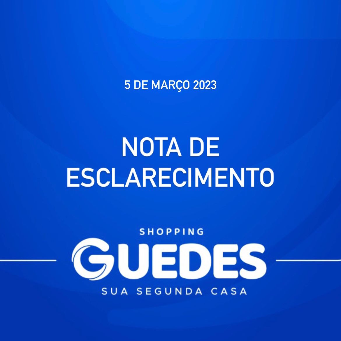Guedes Shopping emite Nota de Esclarecimento sobre princípio de incêndio registrado na noite deste sábado (04). CONFIRA