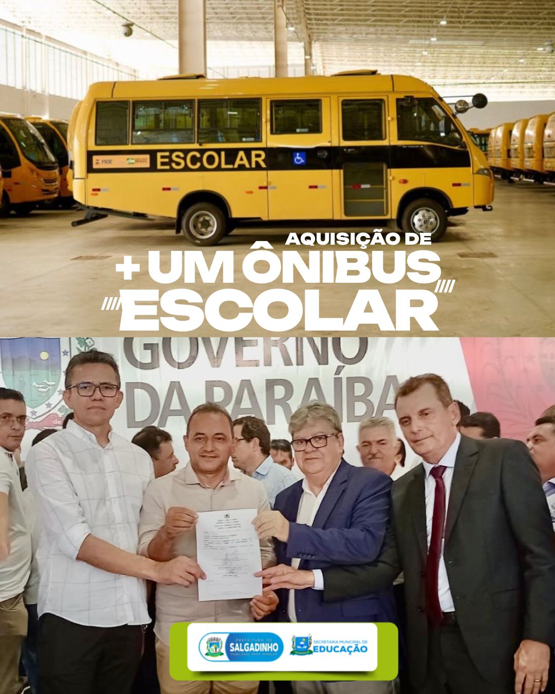 Prefeitura de Salgadinho adquire novo ônibus escolar para o município