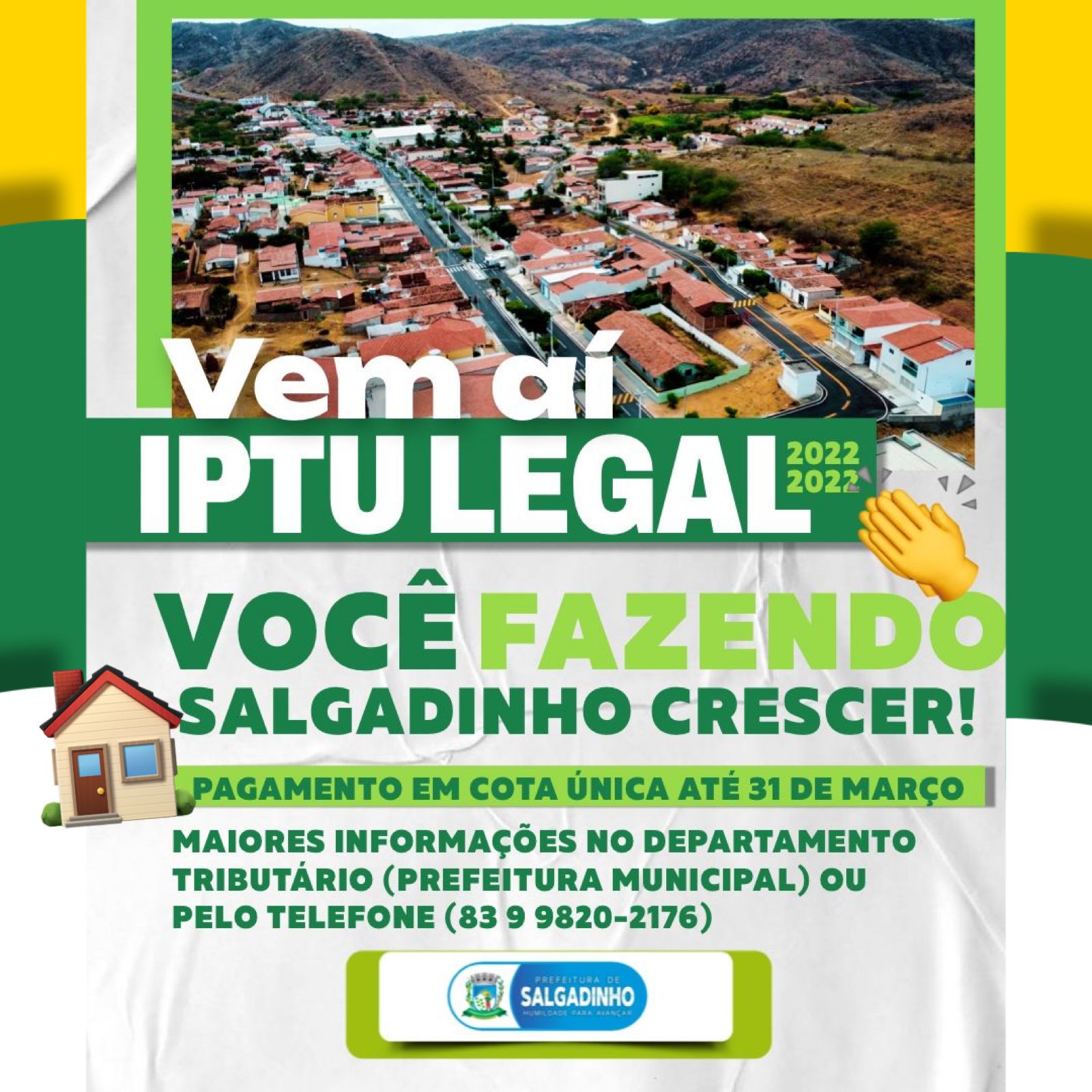 Prefeitura de Salgadinho lança a campanha IPTU Legal