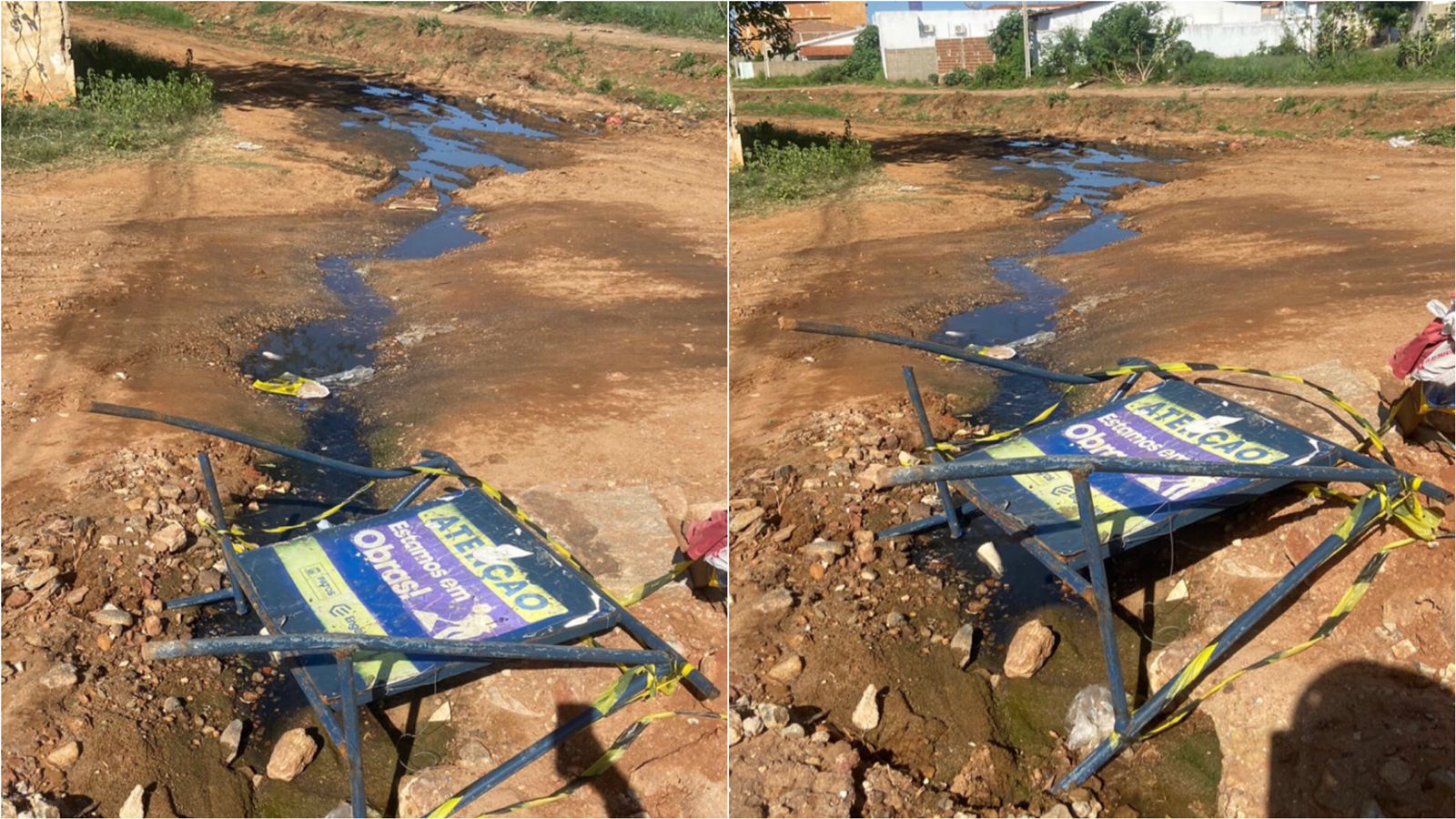 Moradora da Rua Manoel Torres, no bairro Nova Brasília, denuncia esgoto a céu aberto há mais de 2 meses e cobra providências da prefeitura; gestão diz que demanda será atendida