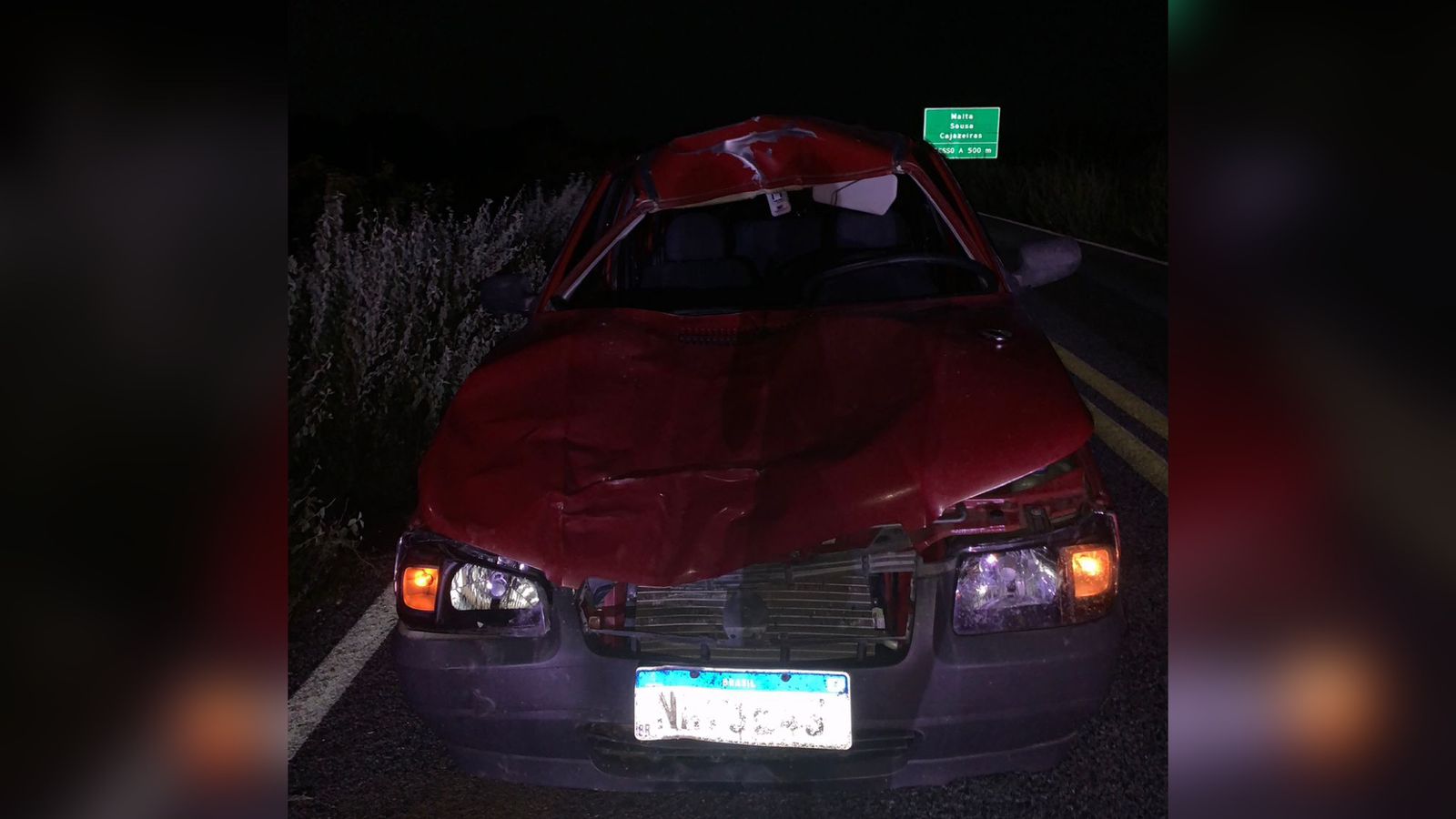 Motorista colide violentamente contra vaca na noite desta segunda (07) na BR-110, em São José de Espinharas, e faz apelo aos proprietários de animais
