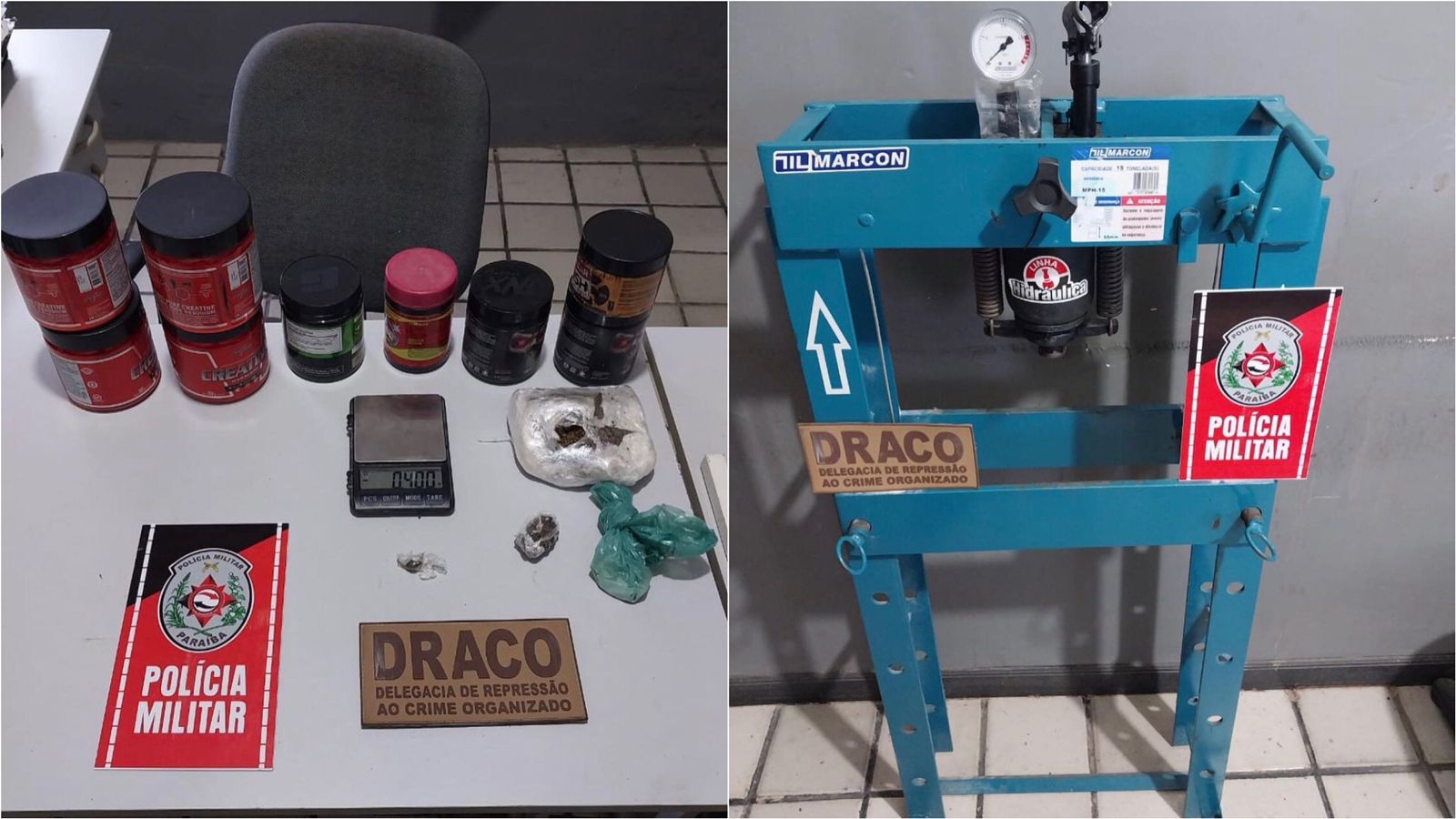 Polícia Militar e DRACO desarticulam laboratório de refino de drogas e prendem suspeito de tráfico, em São Bento