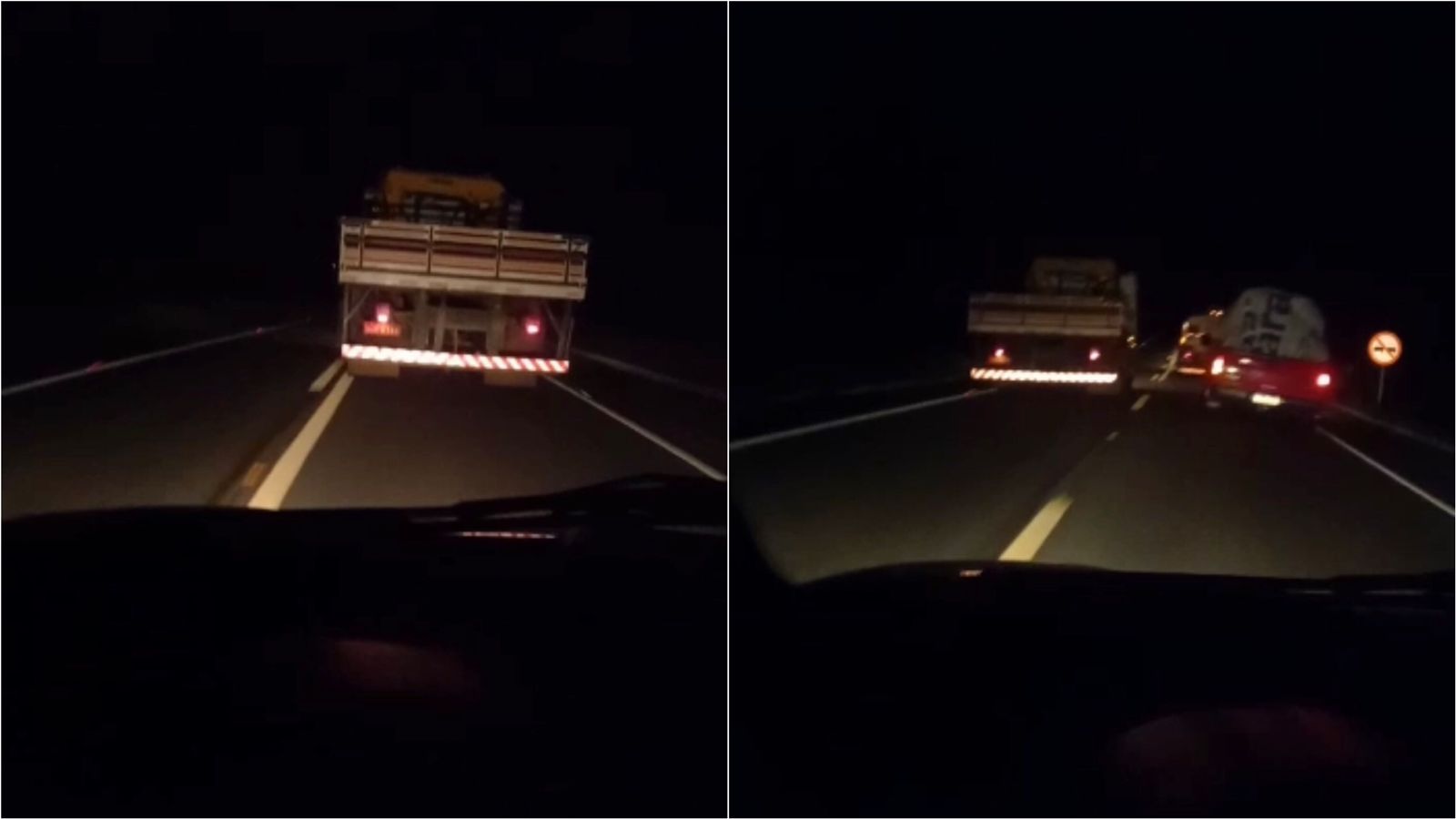 Motorista flagra imprudência de caminhoneiro na BR-230, próximo a Santa Gertrudes, que quase provocou grave acidente. Veja vídeo