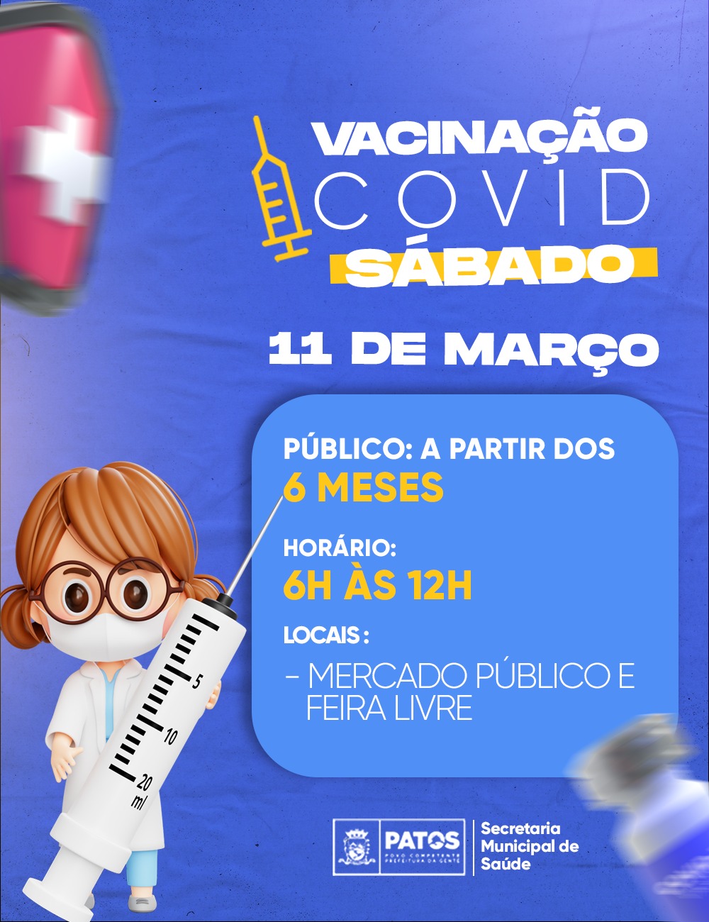 Mercado Público e feira livre recebem momento de vacinação contra a Covid-19 neste sábado (11)