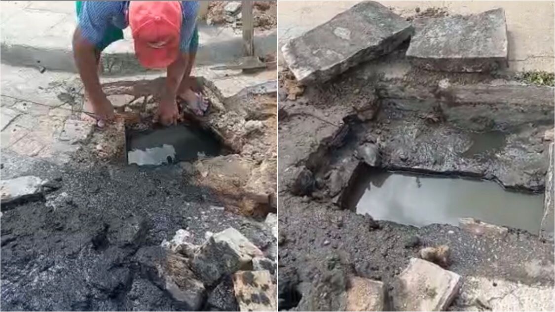 Morador da Rua Moacir Leitão denuncia entupimento de galerias que está dando retornos para as casas e cobra providências da Prefeitura; gestão diz que ordem de serviço foi aberta