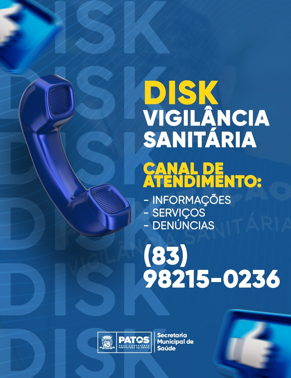 Vigilância Sanitária de Patos dá início ao atendimento via WhatsApp