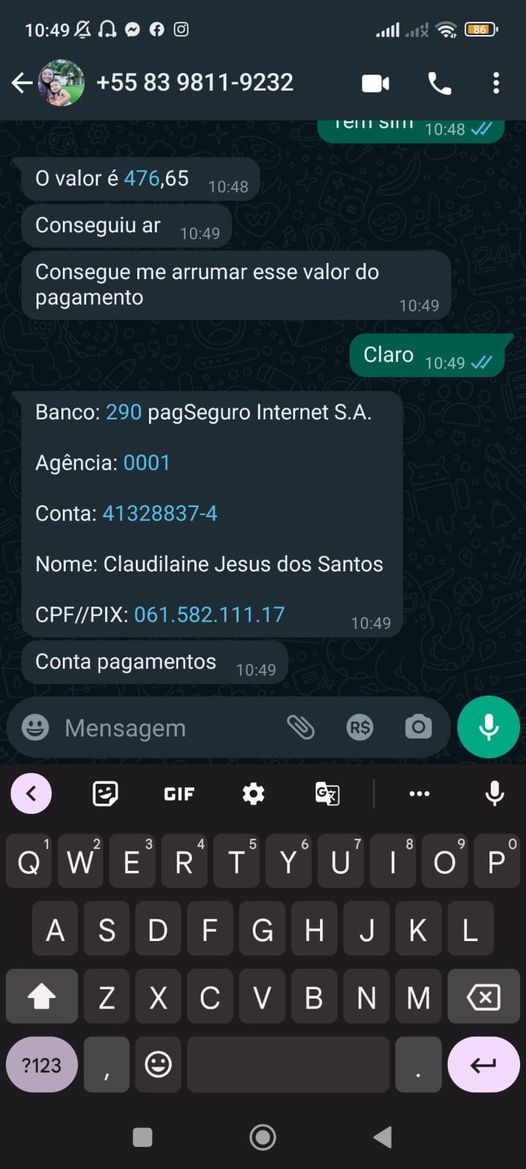 Em Patos, perfil falso está se passando por patoense e aplicando golpes do PIX