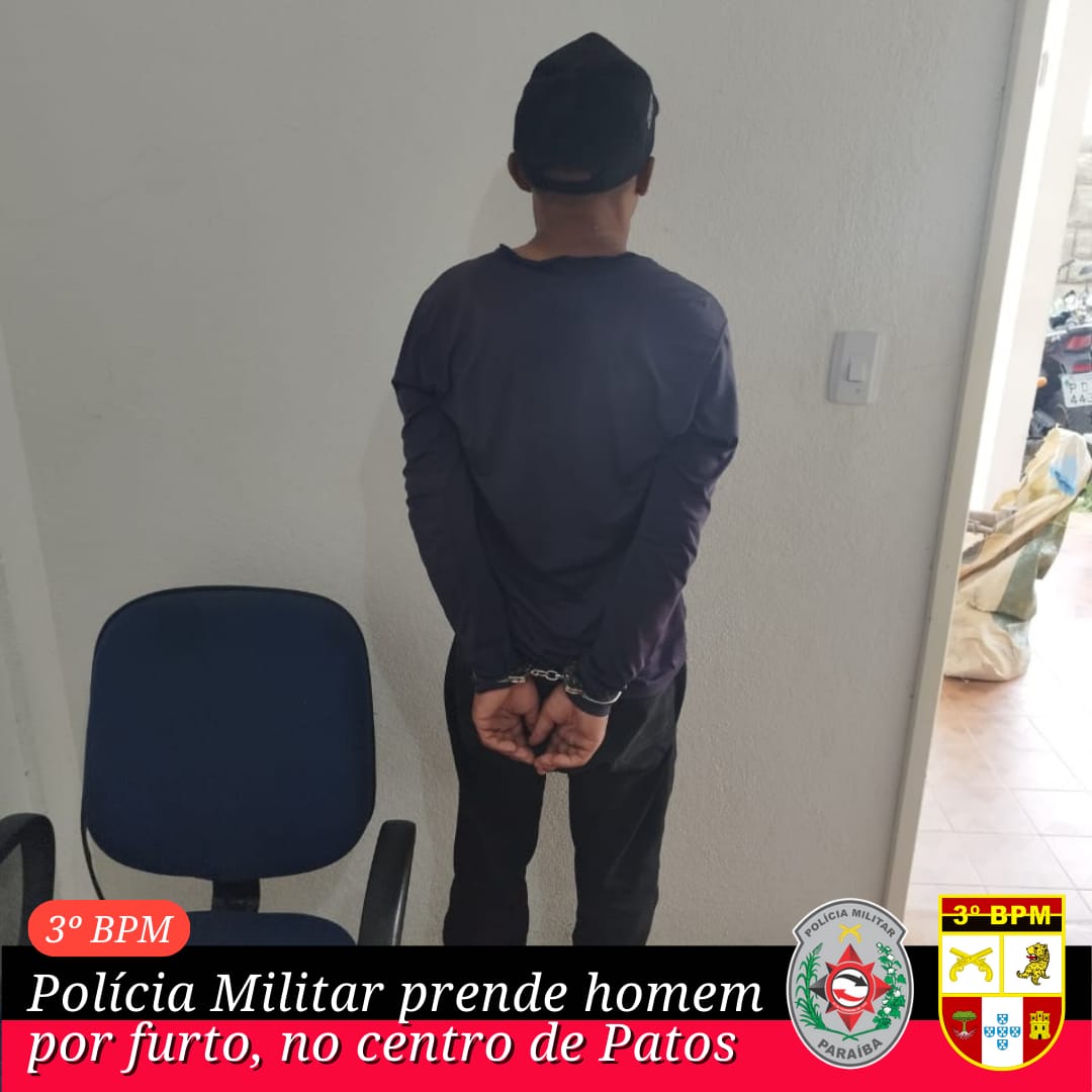 Polícia Militar prende nesta quinta (16) homem por furto, no centro de Patos