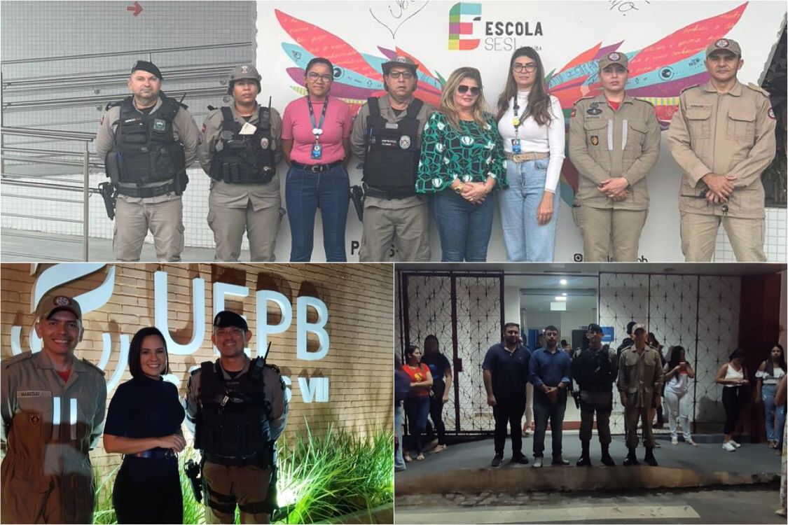Polícia Militar e Corpo de Bombeiros realizam patrulhamento e visita nas Escolas e Universidades de Patos durante esta quinta-feira (16)