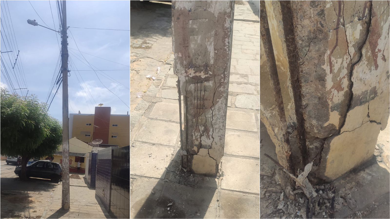 Internauta cobra providências para poste que está prestes a cair na Rua do Prado; Energisa diz que equipamento não pertence à concessionária