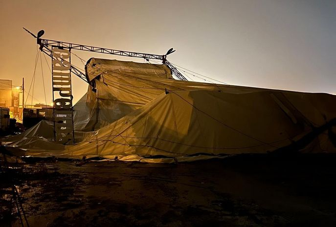 Tempestade derruba estrutura de circo e cancela espetáculo, em Brejo do Cruz