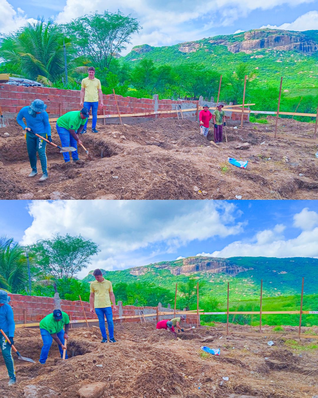 Prefeito de Areia de Baraúnas, Toinho Macêdo, visita obras do Ginásio de Esportes da Escola Municipal Abdias José da Costa