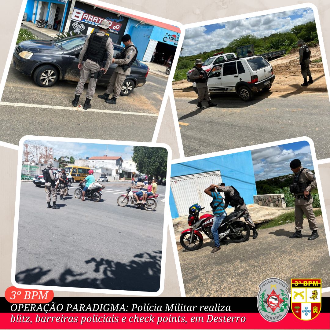 Operação Paradigma: 4ª CIA do 3º BPM realiza barreira policial, blitz e check points em Desterro