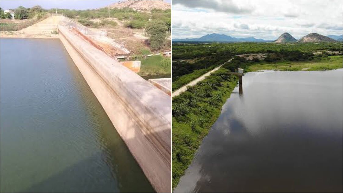 Boa notícia: Barragem da Farinha pega mais de 1 milhão de m³ e ultrapassa os 38% de sua capacidade; Açude do Jatobá chega aos 25%