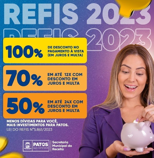 Programa de recuperação de crédito (Refis) de Patos oferece desconto de 100% em multa e juros