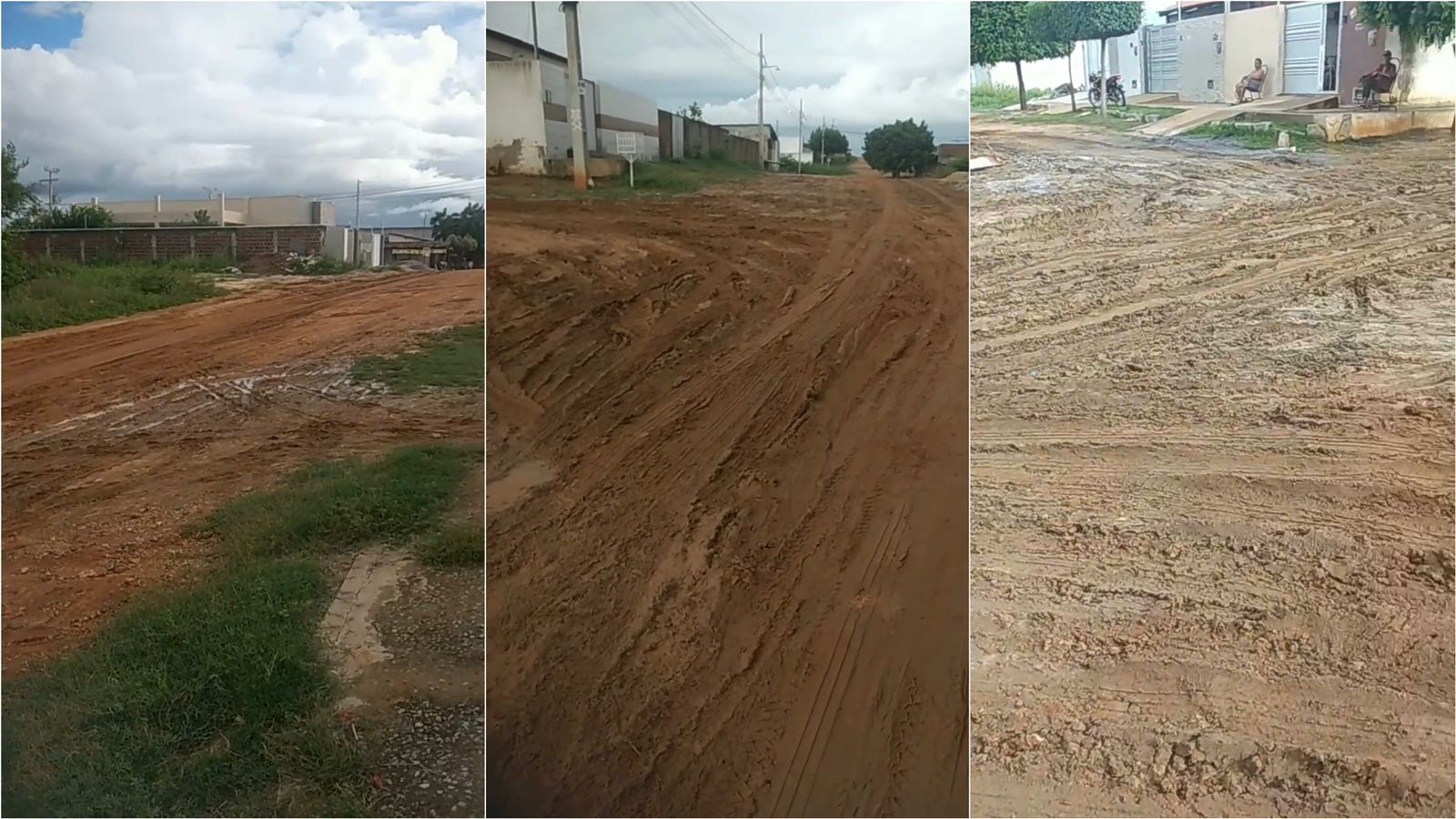 Moradora do bairro Novo Horizonte relata dificuldades para transitar pelo local diante da lama e cobra providências da Prefeitura; gestão diz que equipes irão ao local