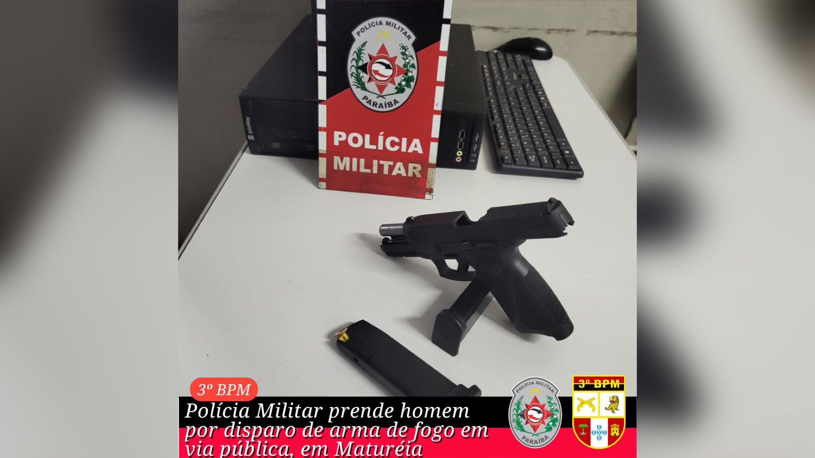 Polícia Militar prende homem por disparo de arma de fogo em via pública, em Matureia