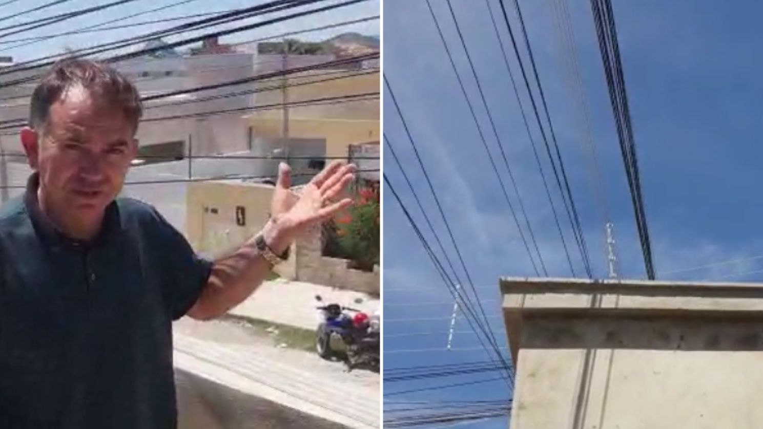 Construtor diz que obra está impedida de continuar diante rede elétrica que passa por cima da residência e cobra uma solução; Energisa emite nota