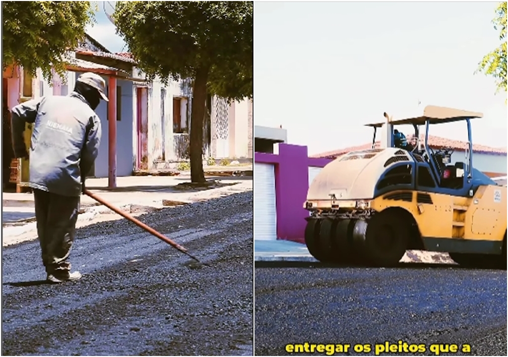 Trabalho: 10 ruas estão sendo pavimentadas com asfalto quente, totalizando 2.465km de extensão em Malta-PB