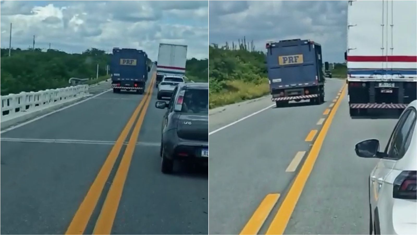Caminhão boiadeiro da PRF é flagrado em alta velocidade e realizando ultrapassagens perigosas na BR-230, na Paraíba; órgão diz que vai apurar conduta. VÍDEO
