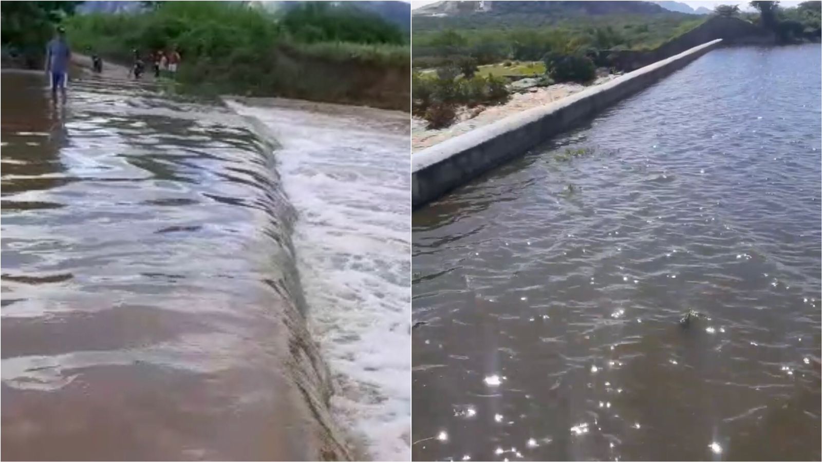 Rio Farinha amanhece em forte cheia nesta sexta-feira (07) e faltam cerca de 90 centímetros para o transbordamento da Barragem da Farinha. VÍDEO