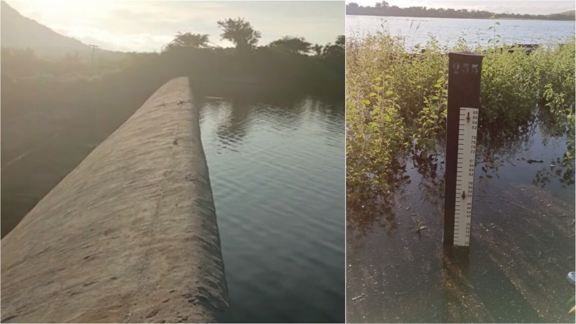 Barragem da Farinha faltando cerca de 73 centímetros para o transbordamento. Veja vídeo