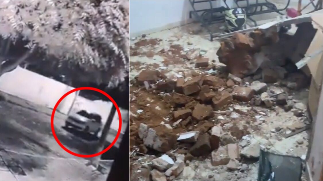 Enigmático: motorista engata ré em carro, derruba parede de residência e depois foge, na noite deste domingo (09), em Patos. VÍDEO