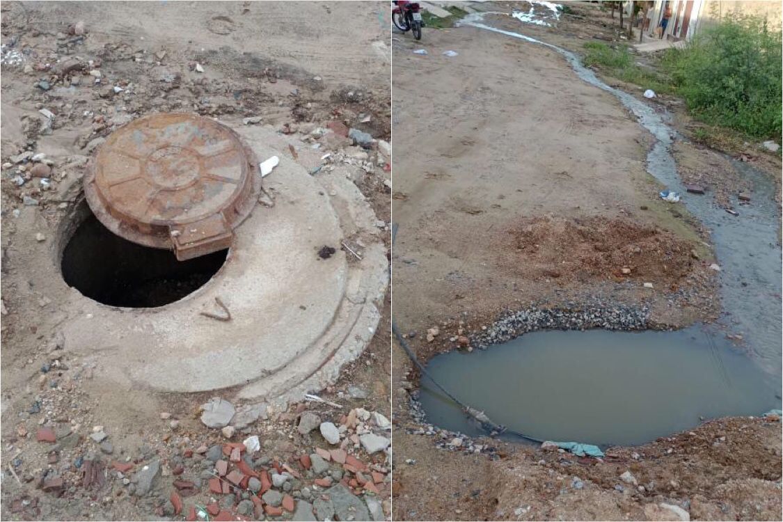 Moradores da Rua Antônio Lopes de Lima, no Monte Castelo, cobram da Cagepa conserto de esgoto: 