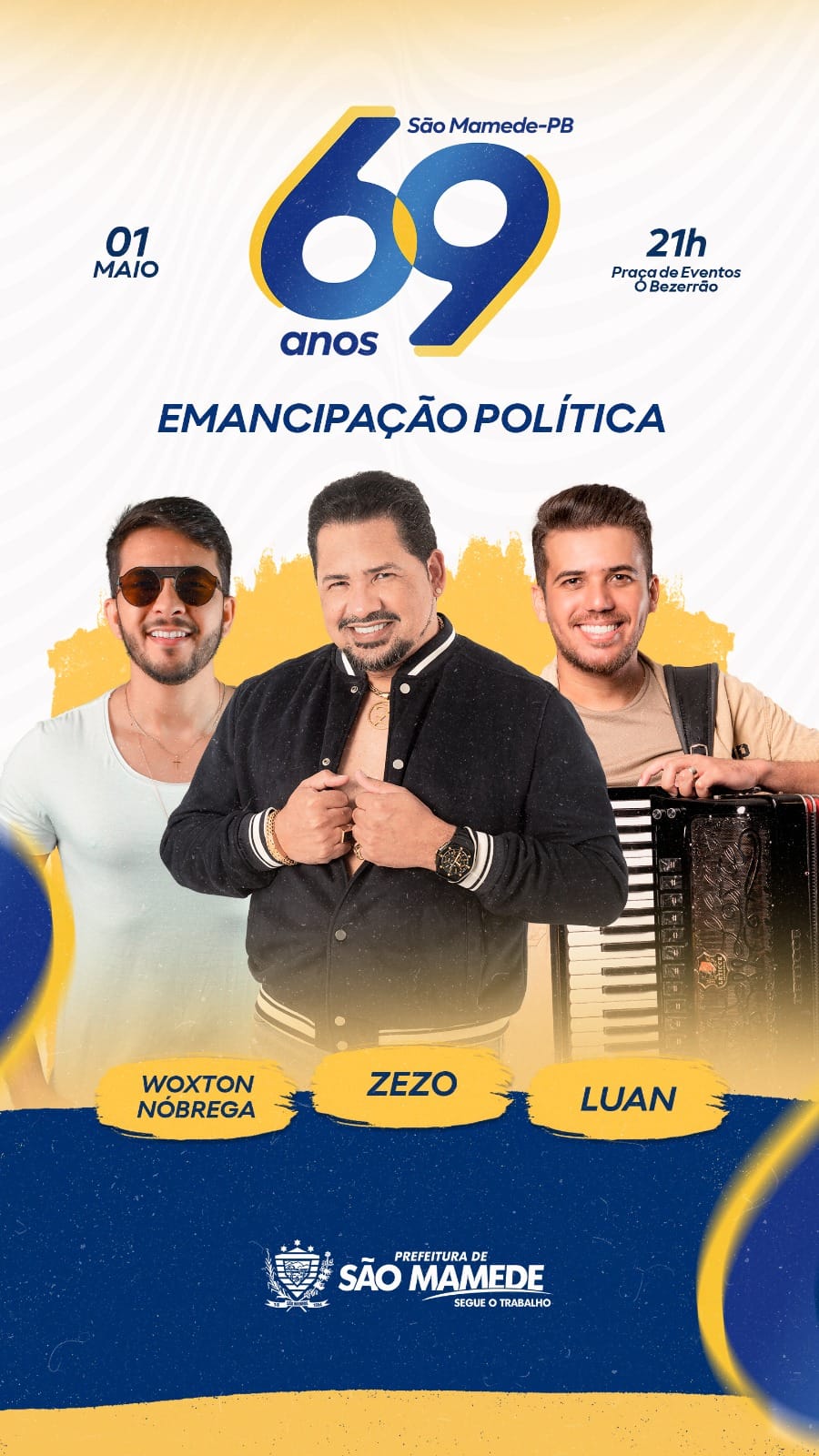 Prefeitura de São Mamede divulga programação da festa dos 69 anos de Emancipação Política do município